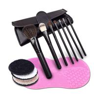 💄 premium generic makeup brushes set: professional brushes for contour, concealer, foundation, eye shadow – includes makeup cleaning mat & reusable remover pad logo