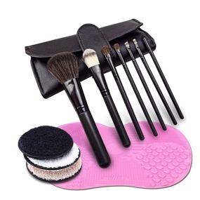 img 4 attached to 💄 Premium Generic Makeup Brushes Set: Professional Brushes for Contour, Concealer, Foundation, Eye Shadow – Includes Makeup Cleaning Mat & Reusable Remover Pad