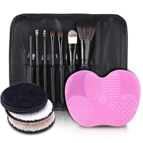 img 3 attached to 💄 Premium Generic Makeup Brushes Set: Professional Brushes for Contour, Concealer, Foundation, Eye Shadow – Includes Makeup Cleaning Mat & Reusable Remover Pad