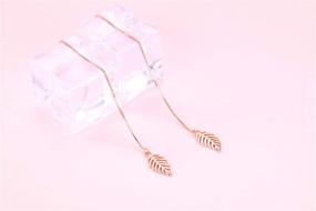 img 2 attached to 🌿 SLUYNZ 925 Sterling Silver Leaf Chain Dangle Earrings for Women and Teen Girls - Ear Line Threader Earrings