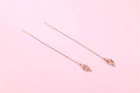 img 3 attached to 🌿 SLUYNZ 925 Sterling Silver Leaf Chain Dangle Earrings for Women and Teen Girls - Ear Line Threader Earrings