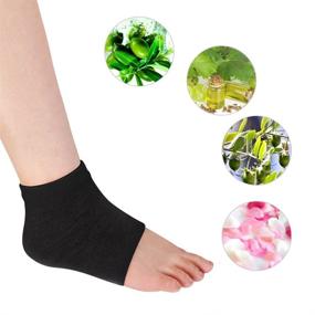 img 1 attached to 🧦 Coopay 3 Pairs Vented Moisturizing Gel Heel Socks Day Night Open Toe Care Socks for Dry, Hard, Cracked Skin - Black, White, Gray