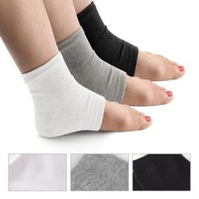 img 3 attached to 🧦 Coopay 3 Pairs Vented Moisturizing Gel Heel Socks Day Night Open Toe Care Socks for Dry, Hard, Cracked Skin - Black, White, Gray