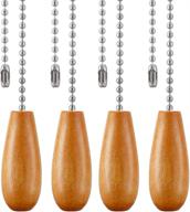 🪢 wooden ceiling fan chain pulls decorative extension set - 12-inch wood color fan pull chain ornaments for ceiling light lamp fan chain (nickel) - pack of 4 логотип