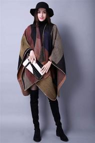img 3 attached to 👚 Versatile and Stylish Women's Plaid Sweater Poncho Cape: Perfect Open Front Blanket Shawl and Wrap