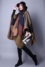 img 2 attached to 👚 Versatile and Stylish Women's Plaid Sweater Poncho Cape: Perfect Open Front Blanket Shawl and Wrap