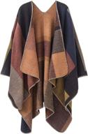 👚 versatile and stylish women's plaid sweater poncho cape: perfect open front blanket shawl and wrap logo
