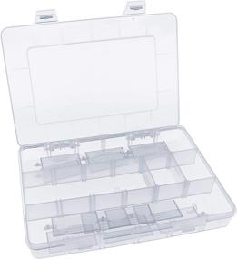 img 4 attached to 📦 Xiaoyztan 18-Grid Adjustable Plastic Storage Box: Ideal for Electronics, Jewelry, Sewing Tools, and Gadgets - Compact and Versatile, 7.9 x 5.7 x 1.1 inch