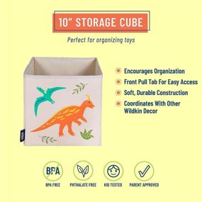 img 3 attached to Wildkin 10 Inch Kids Storage Cube - Organize Kids' Toys Effortlessly in Bedroom or Playroom with Front Pull Tab, Cardboard Insert & Jurassic Dinosaurs Design