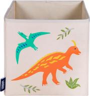 wildkin 10 inch kids storage cube - organize kids' toys effortlessly in bedroom or playroom with front pull tab, cardboard insert & jurassic dinosaurs design logo