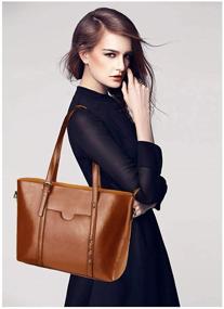 img 3 attached to YALUXE Vintage Leather Shoulder Bag: Stylish Satchel Purse & Tote for Women, ideal for Work