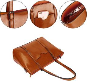 img 1 attached to YALUXE Винтажная кожаная сумка на плечо: стильная сумка и тот для женщин, идеально подходящая для работы.