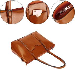 img 1 attached to YALUXE Vintage Leather Shoulder Bag: Stylish Satchel Purse & Tote for Women, ideal for Work