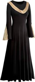 img 3 attached to 👗 IBAKOM Metallic Gold Women's Liturgical Praise Dance Worship Dress - Long Sleeve Loose Fit Full Length Dancewear Tunic Costume