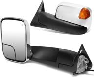 dna motoring twm-011-t999-ch-am pair powered heated led signal lights towing mirrors compatible with 98-01 ram 1500/98-02 ram 2500 3500 logo