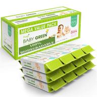 👶 baby green unscented baby wipes – value pack (12x72) – compostable 99% pure water, plastic-free, fragrance-free wet wipes for sensitive skin (864 counts) logo