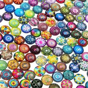img 3 attached to 🔳 Glass Dome Cabochon Mosaic Tiles for Jewelry Making - DIY Kit with 200 Pieces (0.47 in)
