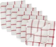 🧽 dii scrubber dishcloths collection - windowpane dishrag set, 1x1', white/red stripe (pack of 6) logo