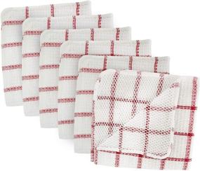 img 4 attached to 🧽 DII Scrubber Dishcloths Collection - Windowpane Dishrag Set, 1x1', White/Red Stripe (Pack of 6)