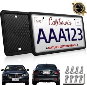 img 4 attached to 🚗 Uxinuo License Plate Frame, 2 Pack - Black Silicone Front and Back License Plate Holder with Rust-Proof, Rattle-Proof, Weatherproof Design, Universal Fit and 3 Drainage Holes - Easy Installation