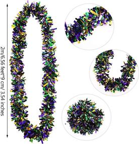 img 3 attached to 🎉 Vibrant 39.4 Feet Mardi Gras Tinsel Garland - Metallic Tinsel Chunky Glittering for Festive Party Decor - 6 Pieces in Purple, Green and Yellow