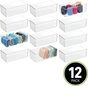 img 3 attached to 🗄️ mDesign Long Plastic Drawer Organizer Box - 12 Pack - Clear: Ample Storage Bin Container for Closets, Bedrooms - Ideal for Leggings, Socks, Ties, Shirts & Camisoles