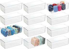 img 4 attached to 🗄️ mDesign Long Plastic Drawer Organizer Box - 12 Pack - Clear: Ample Storage Bin Container for Closets, Bedrooms - Ideal for Leggings, Socks, Ties, Shirts & Camisoles