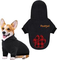 🐾 pedgot pet dog hoodie with dog paw buffalo plaid print - warm puppy clothes with hat - pet apparel dog hooded outfits sweatshirts for medium dogs winter wearing логотип