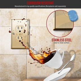 img 2 attached to 🔌 ENERLITES 1-Gang Duplex Receptacle Outlet Metal Wall Plate in Stainless Steel, Corrosion Resistant, Size 4.50" x 2.76", 7721-PB-10PCS, Polished Brass/Gold (Pack of 10)