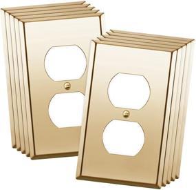 img 4 attached to 🔌 ENERLITES 1-Gang Duplex Receptacle Outlet Metal Wall Plate in Stainless Steel, Corrosion Resistant, Size 4.50" x 2.76", 7721-PB-10PCS, Polished Brass/Gold (Pack of 10)