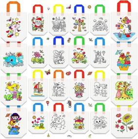 img 4 attached to 🎨 Color Your Own Cartoon Goodie Bags – 24 Cute Styles | Reusable Coloring Carnival Art Party Favor Bags for Kids | Perfect for Birthday Parties, DIY Crafts, or Kids Party Favors Supplies