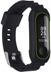 img 4 attached to 📿 KOMI Compatible Silicone Wristband for Xiaomi Mi Band 4/3 - Sports Bracelet Strap in Colorful Black/Green - Smart Accessories Replacement for Mi Band 4/Mi Band 3