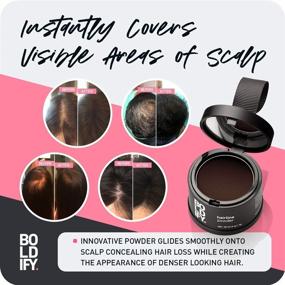 img 1 attached to 💇 BOLDIFY Dark Brown Hairline Powder - Advanced Stain-Proof Formula with 48 Hour Lock-On for Full Body Hair & Beard. Root Touchup Hair Loss Powder Spray for Thinning, Bald Spots & Gray Root Line