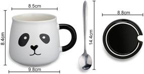 img 2 attached to 🐼 Funny Coffee Mug with 3D Panda Lid and Spoon - Cute Ceramic Panda Mugs, Lovely Animal Tea Cups - Best Gifts for Women, Mom, Kids, Family, Brothers, Friends - 14 Ounces