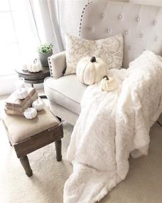 img 1 attached to 🛋️ SLPR Faux Fur Plush Fleece Throw Blanket - White Sherpa (50" x 60", Ivory) - Soft Cream Couch Throw