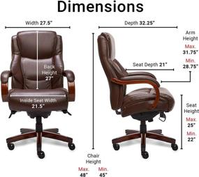 img 2 attached to 🪑 Comfortable and Sturdy La-Z-Boy Delano Big & Tall Executive Office Chair, High Back with Ergonomic Lumbar Support, Bonded Leather, Brown (45833 Model)