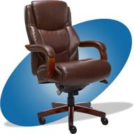 🪑 comfortable and sturdy la-z-boy delano big & tall executive office chair, high back with ergonomic lumbar support, bonded leather, brown (45833 model) логотип