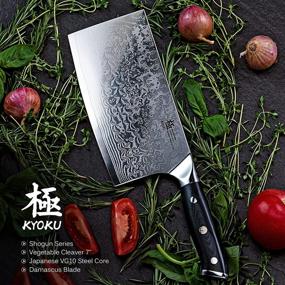 img 3 attached to 🔪 Kyoku Vegetable Cleaver Knife - 7" Shogun Series - Premium Japanese VG10 Steel Core Forged Damascus Blade - Includes Sheath & Case