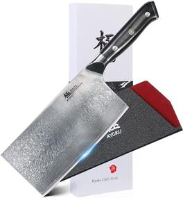 img 4 attached to 🔪 Kyoku Vegetable Cleaver Knife - 7" Shogun Series - Premium Japanese VG10 Steel Core Forged Damascus Blade - Includes Sheath & Case