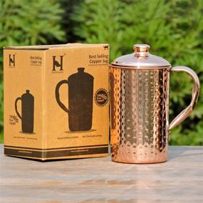 img 1 attached to 🍯 HealthGoodsIn - Genuine Copper (99.74%) Hammered Water Jug: Unlock Ayurvedic Health Benefits with Copper Pitcher (50.7 US Fluid Ounce)