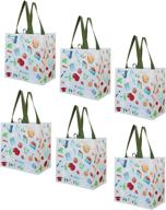 🛍️ earthwise reusable grocery shopping bags - durable, multi-use, large, stylish, fun, foldable, water-resistant totes (pack of 6) - ideal for back to school логотип