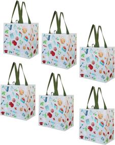 img 4 attached to 🛍️ Earthwise Reusable Grocery Shopping Bags - Durable, Multi-Use, Large, Stylish, Fun, Foldable, Water-Resistant Totes (Pack of 6) - Ideal for Back to School