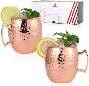 img 4 attached to 🍸 Kitcherish Moscow Mule Mugs - Set of 2, Large Size 18 oz, Hammered Copper with Stainless Steel Lining and Gold Brass Handles - Perfect Gift Set for Cool Drinks (2 Pack)