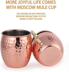 img 1 attached to 🍸 Kitcherish Moscow Mule Mugs - Set of 2, Large Size 18 oz, Hammered Copper with Stainless Steel Lining and Gold Brass Handles - Perfect Gift Set for Cool Drinks (2 Pack)