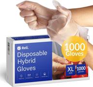 🧤 reli. xl disposable gloves - 1000 pack bulk, hybrid plastic gloves disposable - latex free / powder free, clear gloves for hand protection / food handling, sizes s/m/l/xl available logo