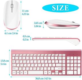 img 1 attached to 🌸 Lucloud Wireless Keyboard and Mouse Combo: Ultra-Thin, Portable, and Silent for Computer, Laptop, and Tablet (Pink Gold)