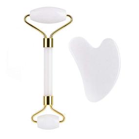 img 4 attached to 🌟 HOTACE White Jade Roller Gua Sha Set, Natural Jade Stone Roller for Facial Beauty, Face Slimming Lift and Anti Wrinkle Skin Care Massager Tools