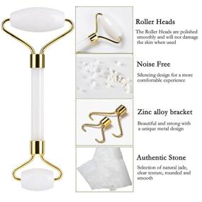 img 1 attached to 🌟 HOTACE White Jade Roller Gua Sha Set, Natural Jade Stone Roller for Facial Beauty, Face Slimming Lift and Anti Wrinkle Skin Care Massager Tools
