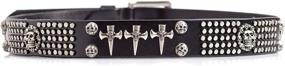 img 2 attached to Punk Leather Cross Skulls Black Men's Accessories