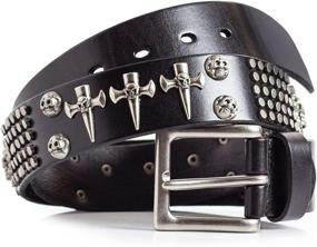 img 3 attached to Punk Leather Cross Skulls Black Men's Accessories